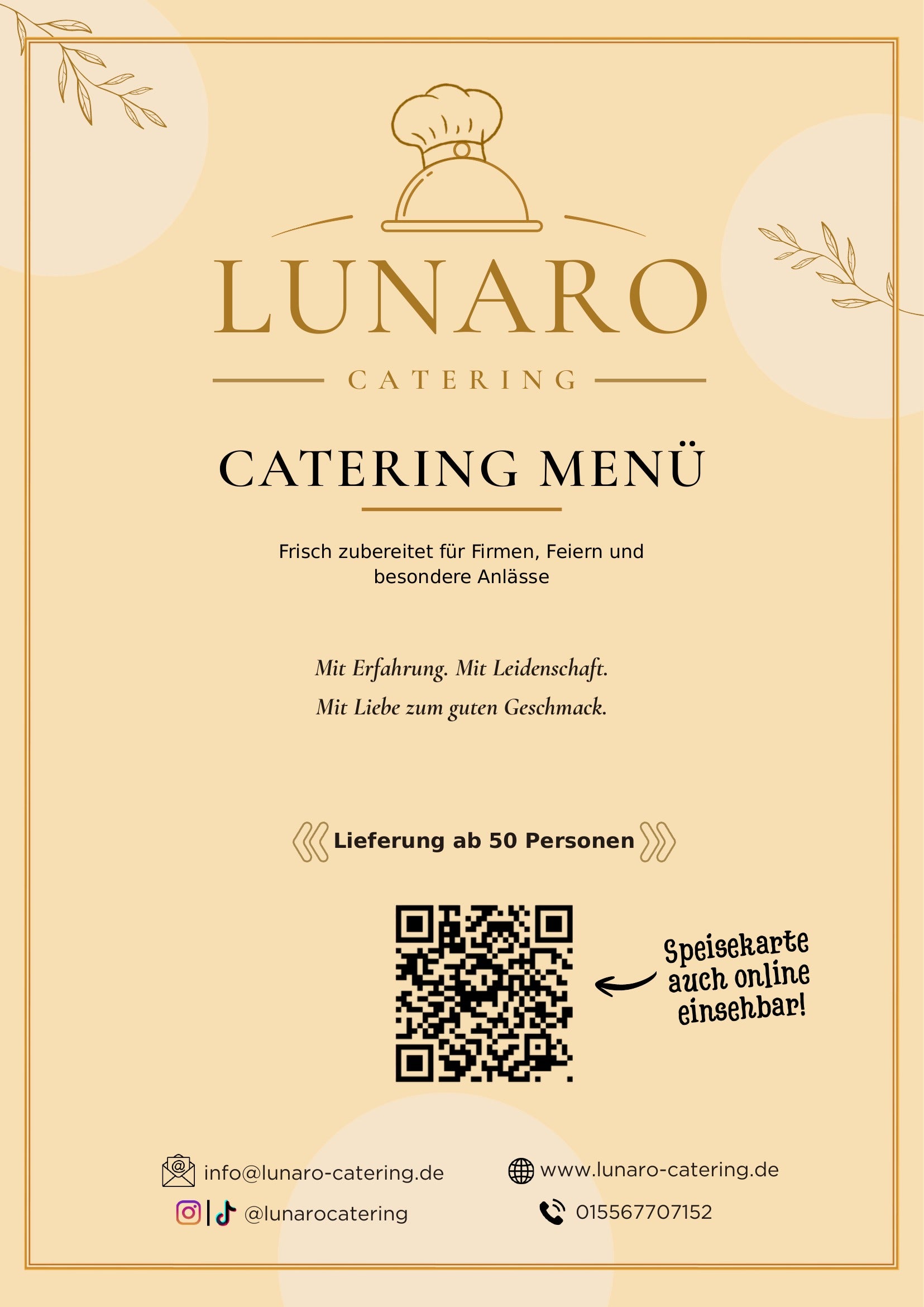 LUNARO Speisekarte Seite 1